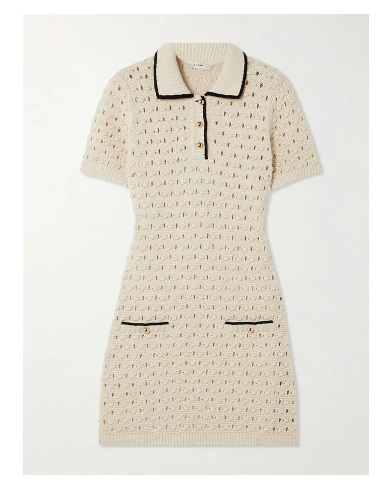Frame Denim The Bauble Minikleid Aus Baumwolle In Lochstrick Mit Paspeln - Creme Creme