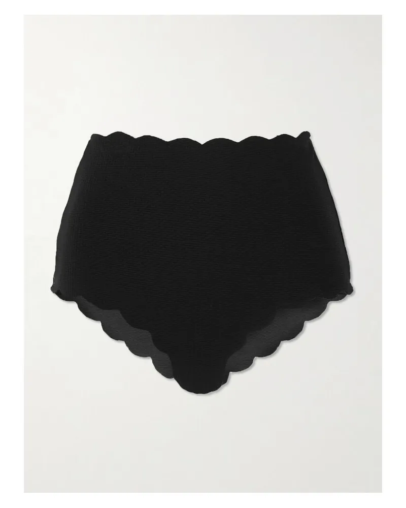 Marysia Santa Monica Bikini-höschen Aus Recyceltem Seersucker Mit Wellenkanten - Schwarz Schwarz