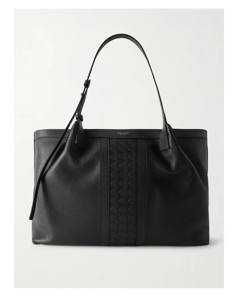 Serapian Secret Textured-leather Tote - Black Black