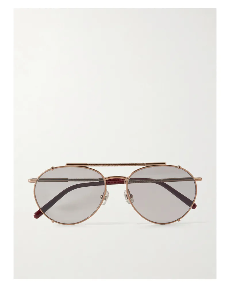 Brunello Cucinelli Aviator-frame Titanium Sunglasses - Gold Gold