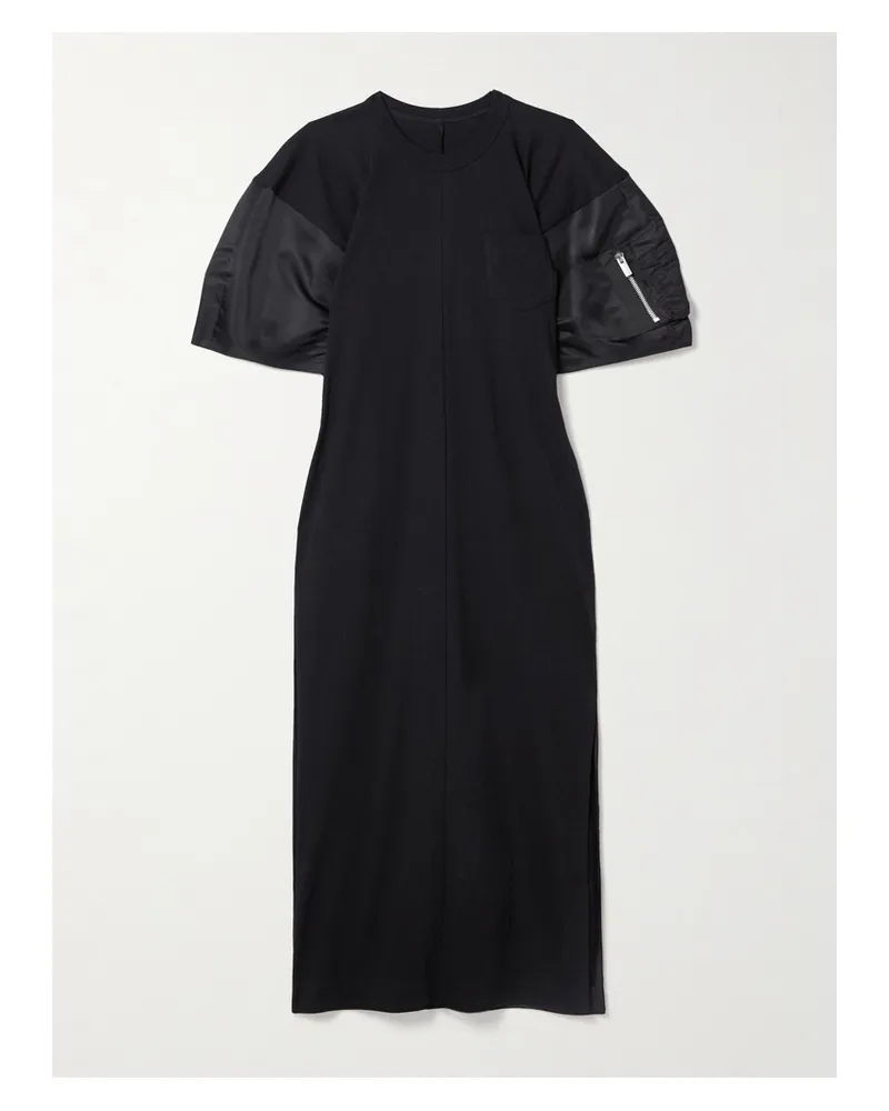 Sacai Midikleid aus Baumwoll-jersey Schwarz