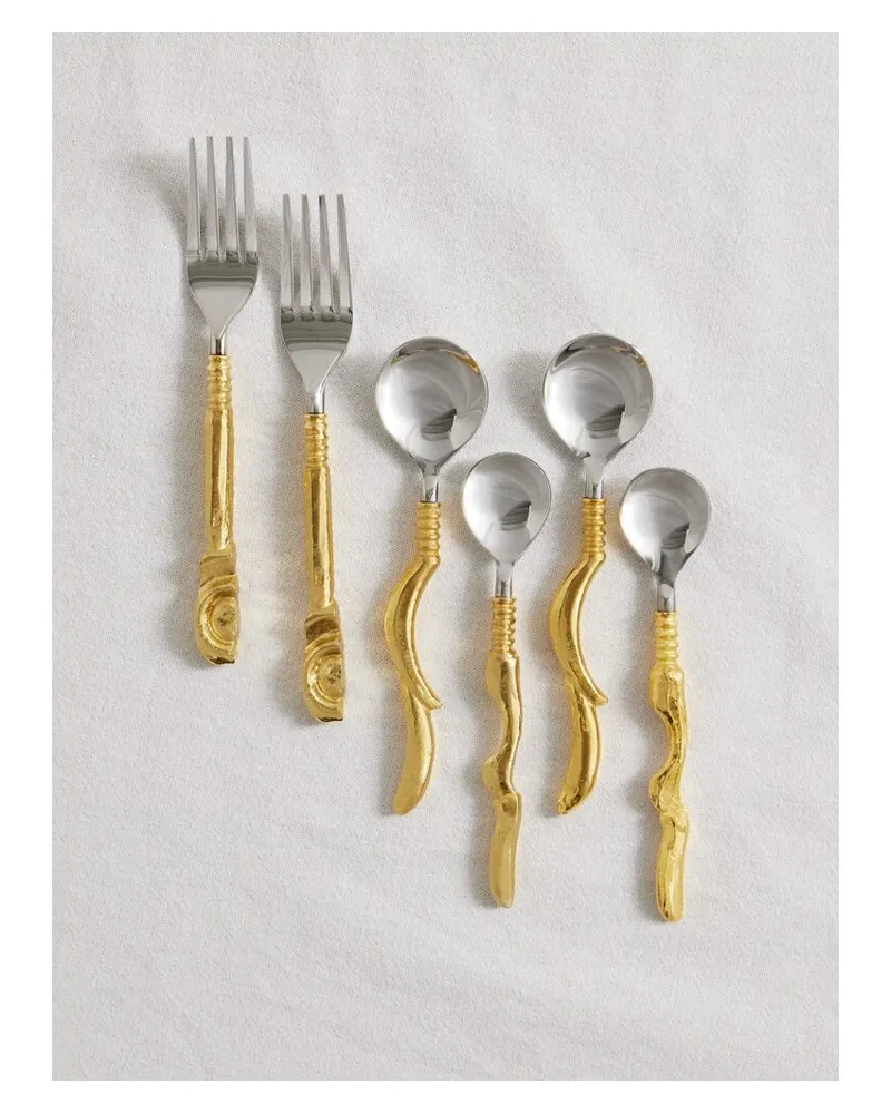 Alighieri The Totemic Devotion Sechsteiliges Besteckset Aus Edelstahl Mit Goldauflage Gold