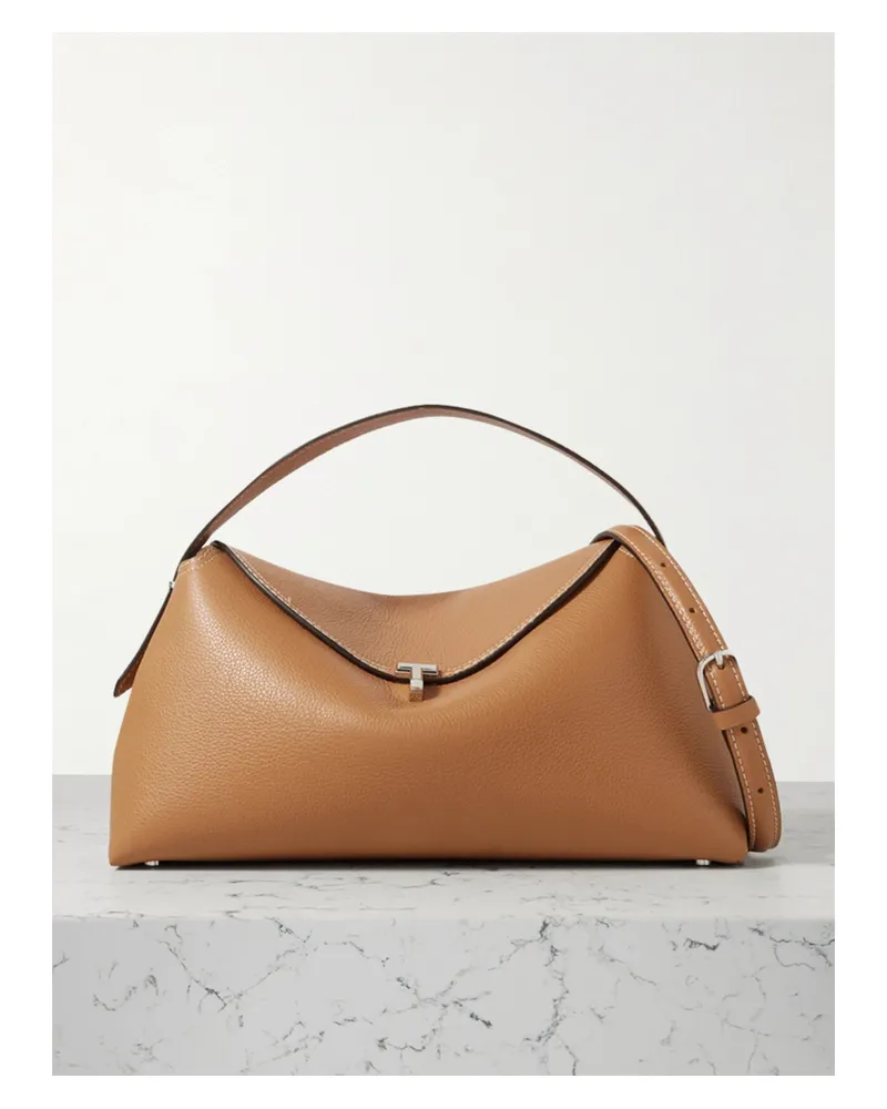 Totême T-lock Textured-leather Shoulder Bag - Brown Brown