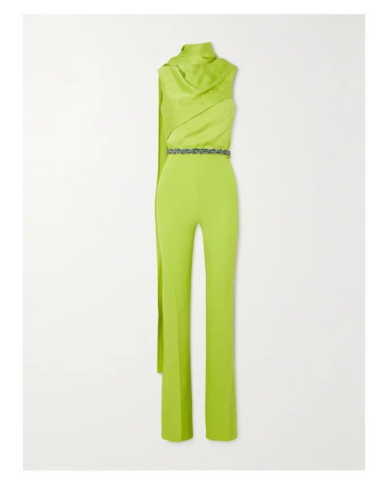 Safiyaa Cara Jumpsuit Aus Satin Und Crêpe Mit Raffungen - Grün Grün