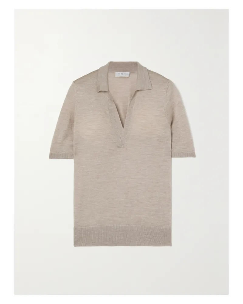 Gabriela Hearst Frank Cashmere And Silk-blend Polo Shirt - Neutrals Neutrals