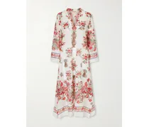 Giada Floral-print Cotton-voile Kaftan - Red