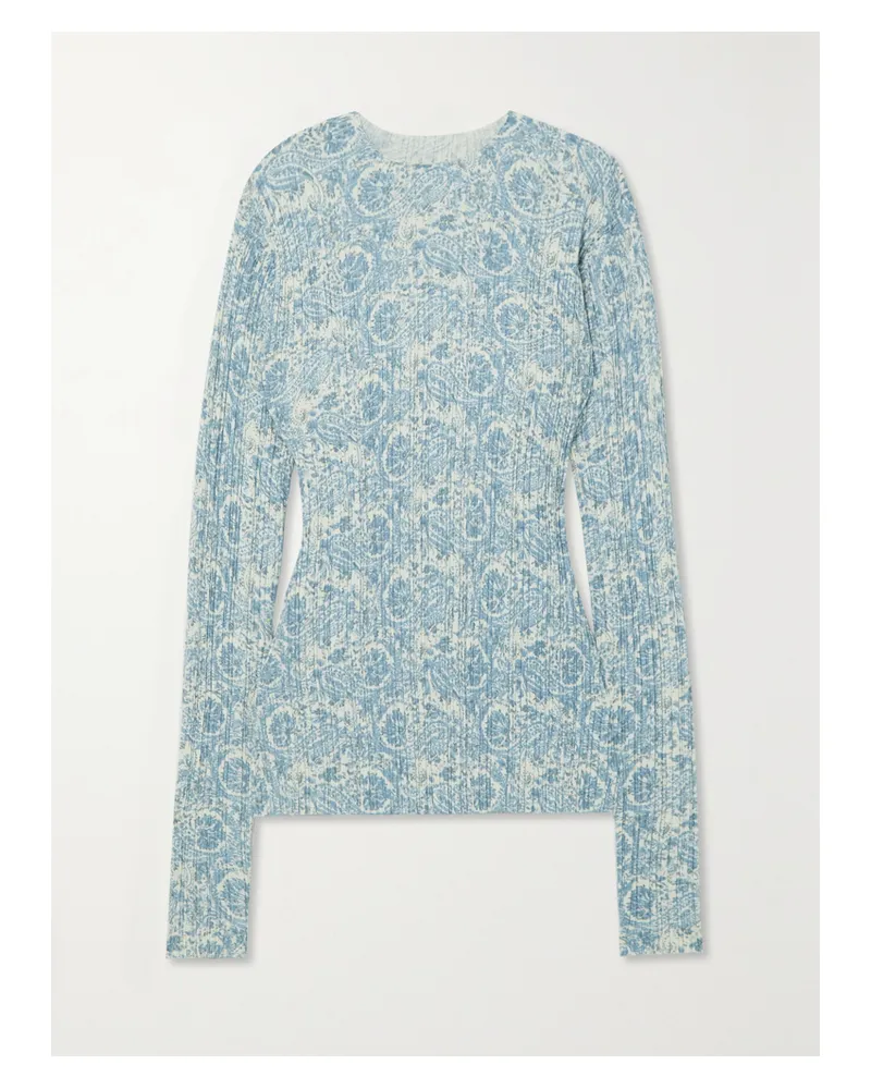 Holzweiler Elsa Bedrucktes Oberteil Aus Rippstrick - Blau Blau