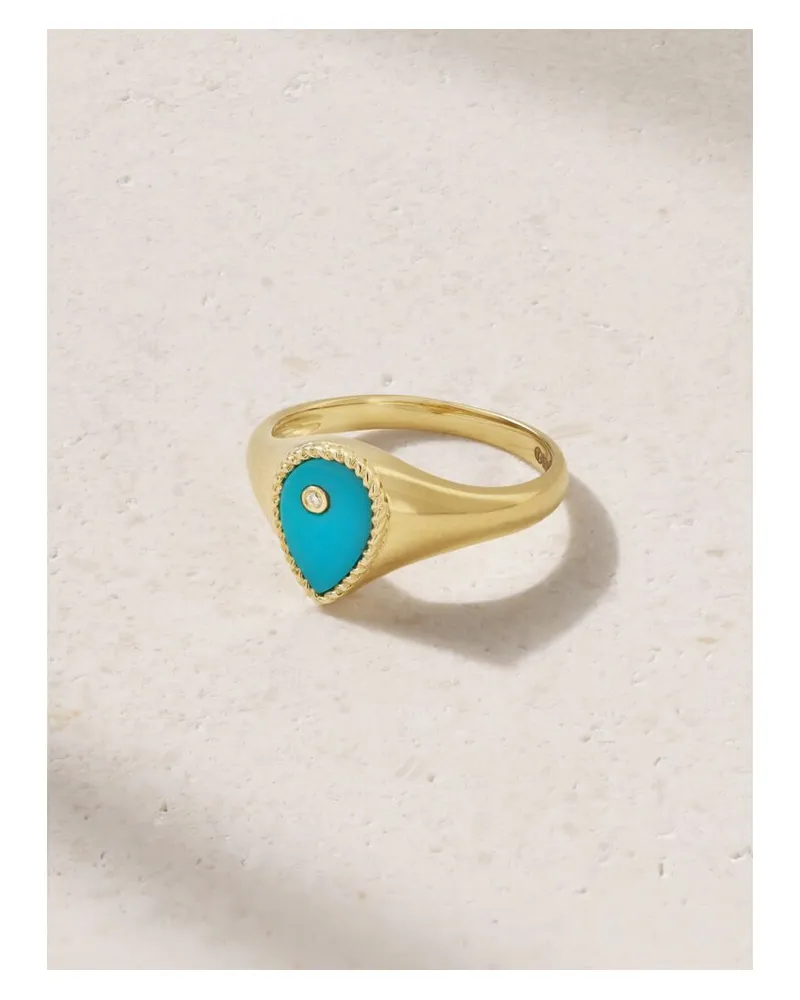Yvonne Léon Ring Aus 9 Karat Gold Mit Türkis Und Diamant Gold