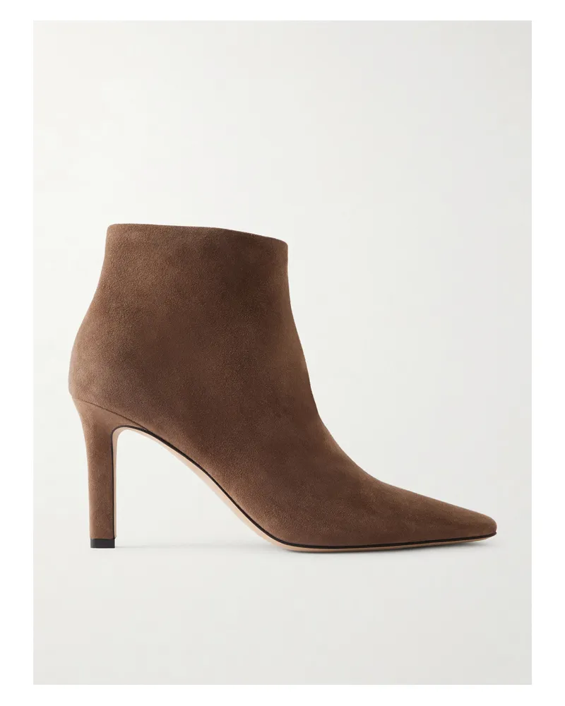 The Row Carla Suede Ankle Boots - Brown Brown