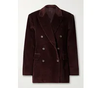 Doppelreihiger Oversized-blazer Aus Baumwollcord - Burgunder
