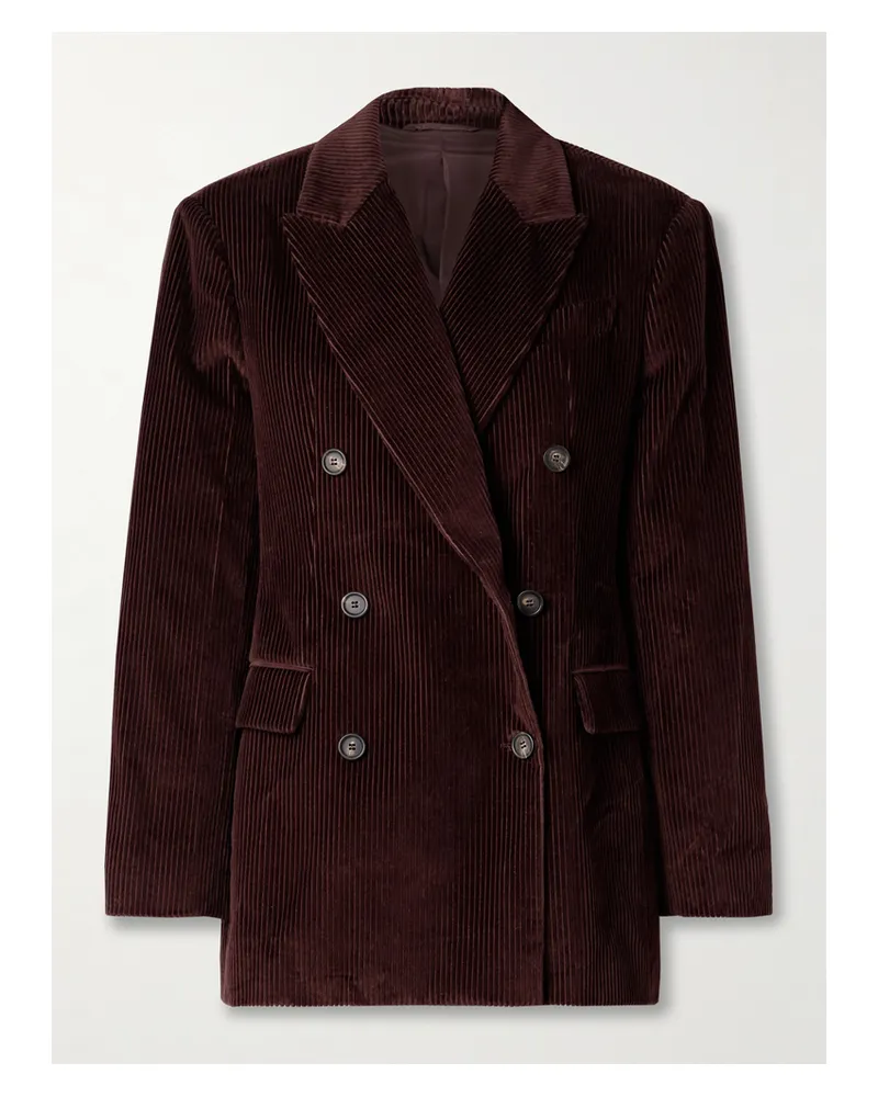 Brunello Cucinelli Doppelreihiger Oversized-blazer Aus Baumwollcord - Burgunder Burgunder