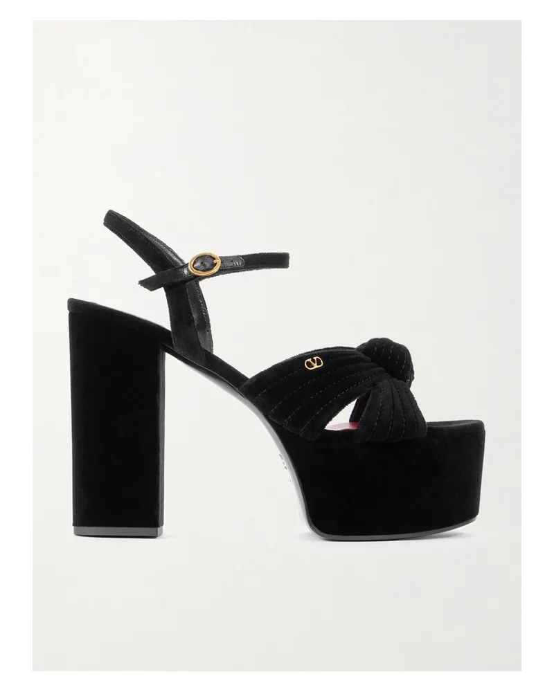 Valentino Garavani Crasher 125 Velvet Platform Sandals - Black Black