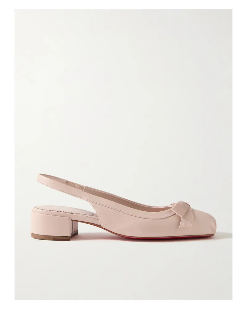 Christian Louboutin Mamaflirt 30 Slingback-pumps Aus Leder Mit Schleife - Creme Creme