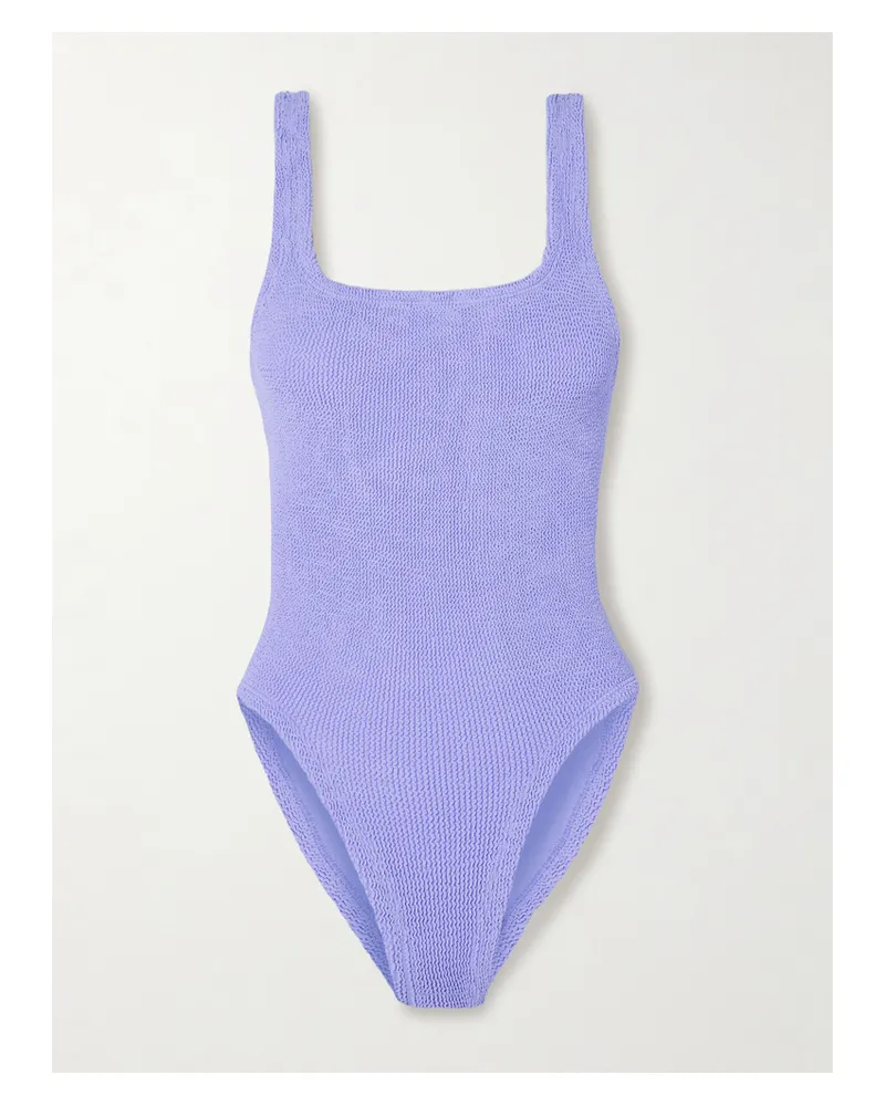 Hunza G Coverage Square Neck Badeanzug Aus Seersucker - Lila Lila