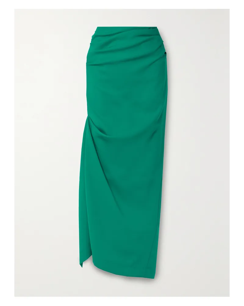 Christopher John Rogers Asymmetrischer Maxirock Aus Webstoff Mit Raffungen - Grün Grün