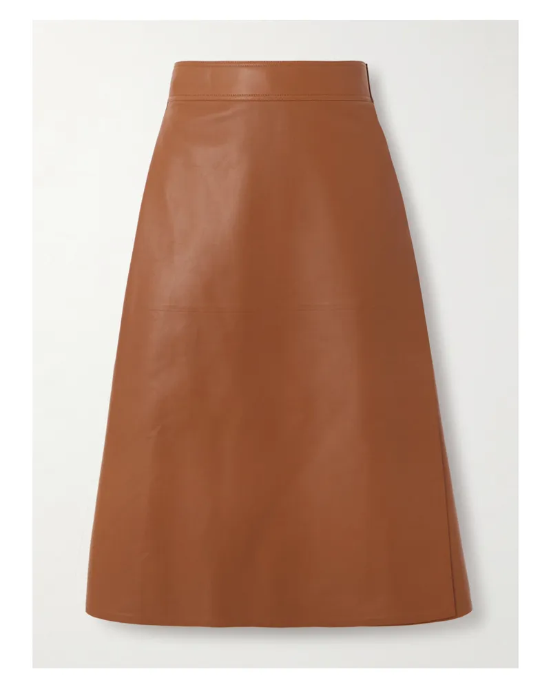 Ralph Lauren Jackeline Midi-wickelrock Aus Leder - Braun Braun