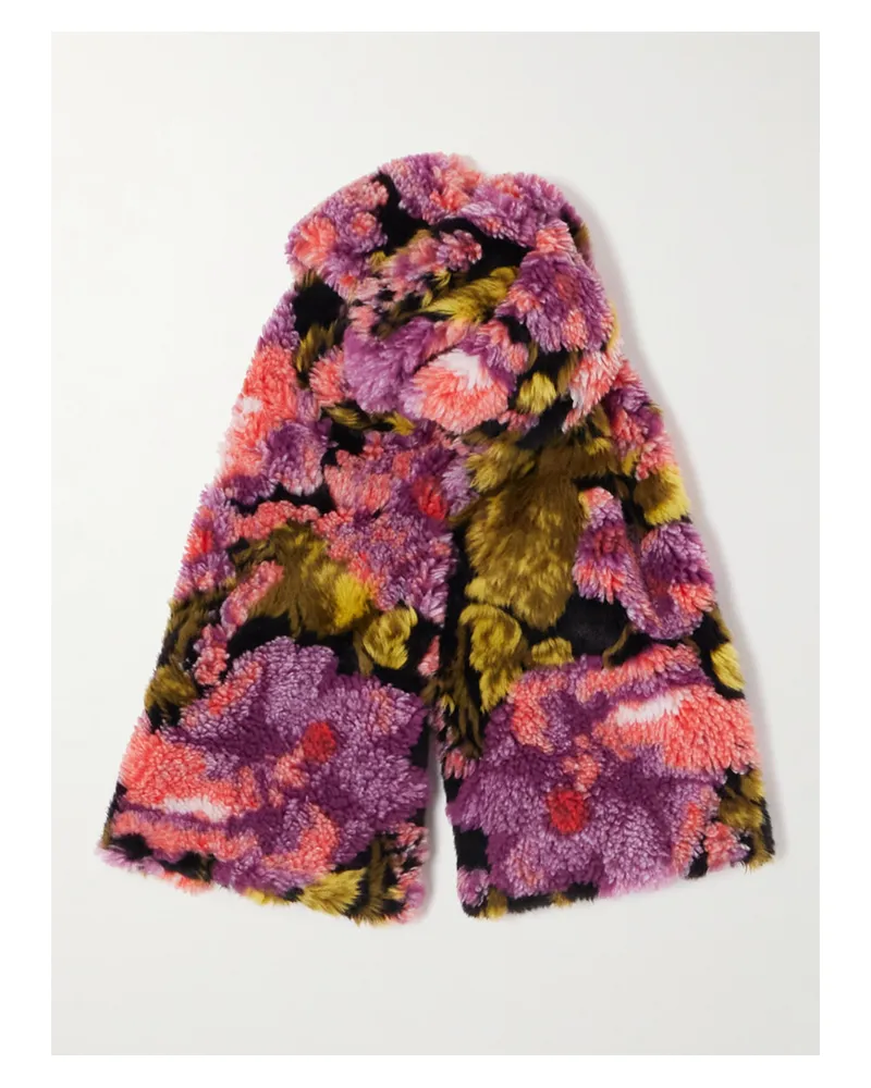 Dries van Noten Schal Aus Plüschmaterial Mit Blumenprint - Pink Pink