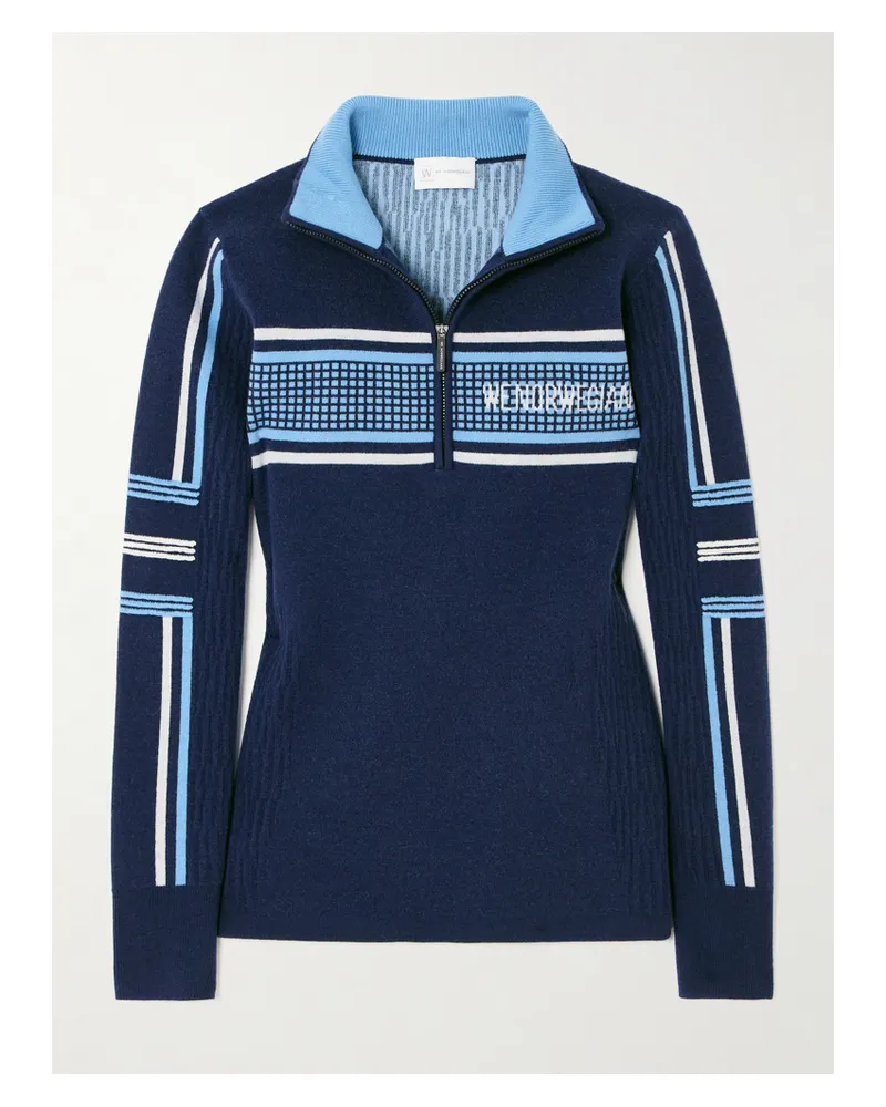 WE NORWEGIANS Stryn Skioberteil Aus Piqué Aus Einer Merinowollmischung Mit Intarsienmotiven - Blau Blau