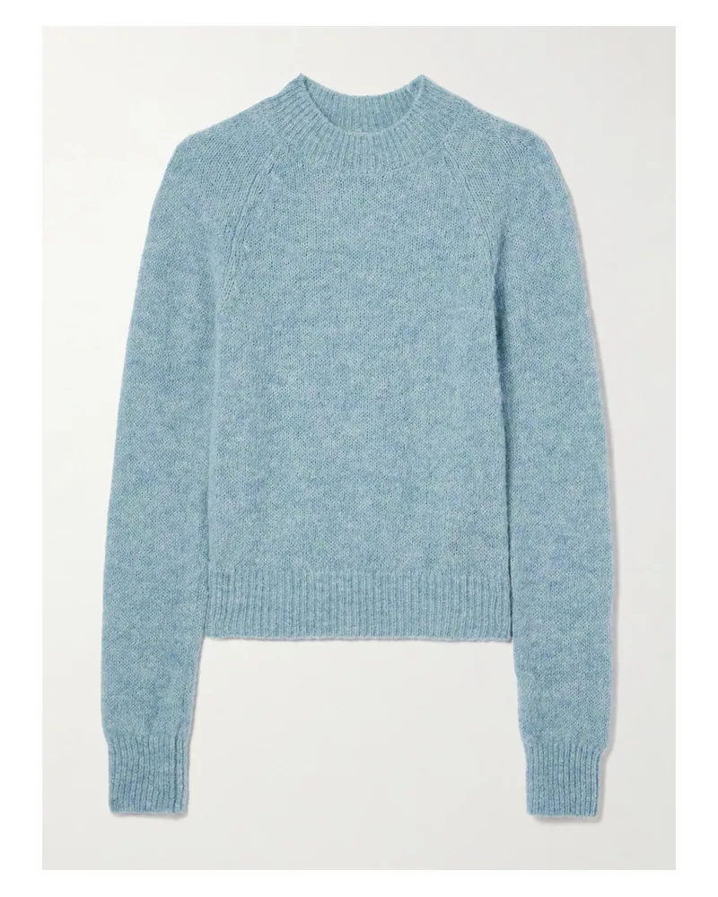 Dries van Noten Pullover aus einer Gebürsteten Alpakawollmischung Blau