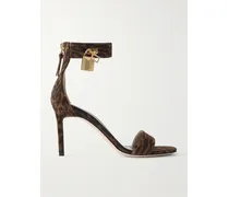 Padlock Sandalen Aus Veloursleder Mit Leopardenprint Und Verzierung - Braun