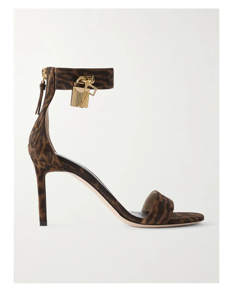Tom Ford Padlock Sandalen Aus Veloursleder Mit Leopardenprint Und Verzierung - Braun Braun