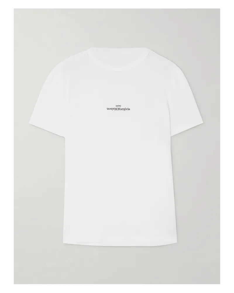 Maison Margiela T-shirt Aus Baumwoll-jersey Mit Stickerei - Weiß Weiß
