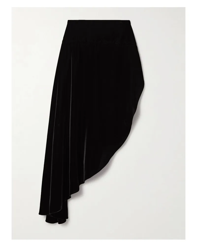 Alaïa Asymmetrischer Rock Aus Samt - Schwarz Schwarz