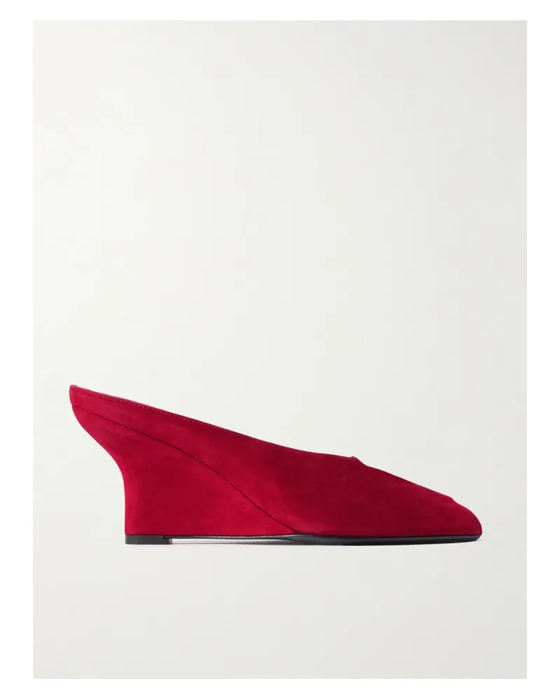 Totême Velvet Wedge Mules - Red Red
