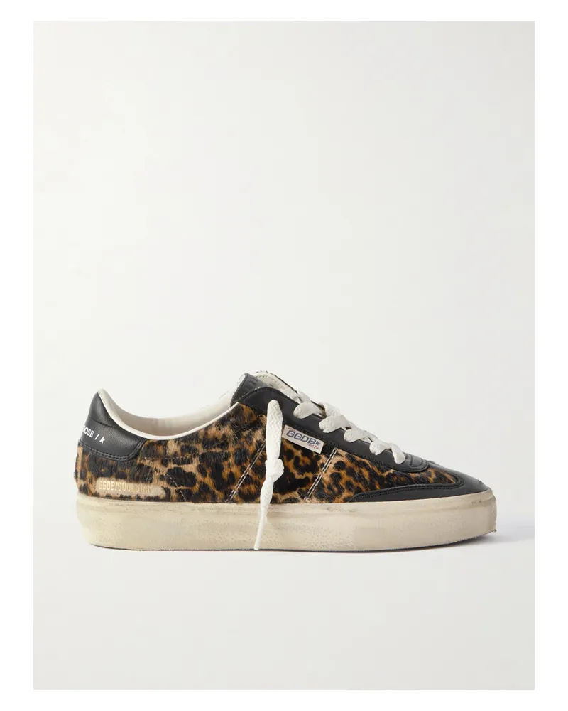 Golden Goose Soul-star Distressed Leather-trimmed Leopard-print Calf Hair Sneakers - Animal Print Animal