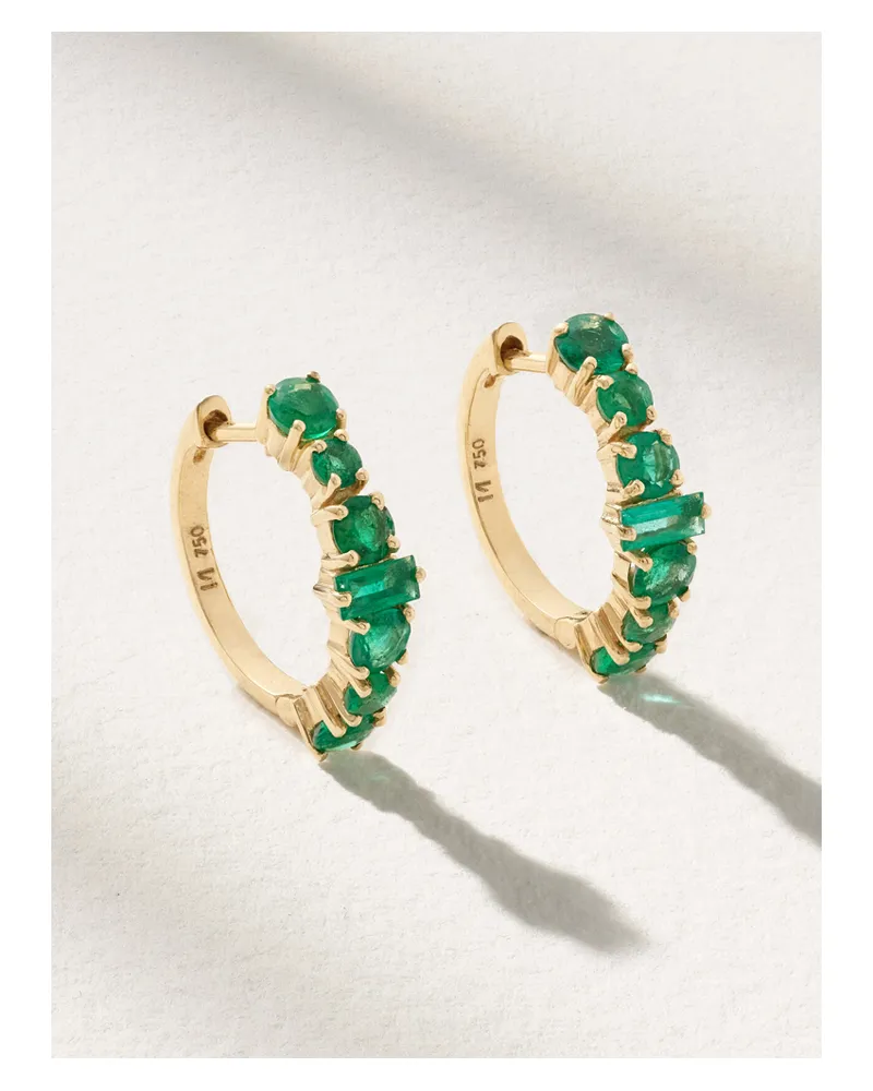 Ileana Makri 18-karat Gold Emerald Hoop Earrings - Green Green