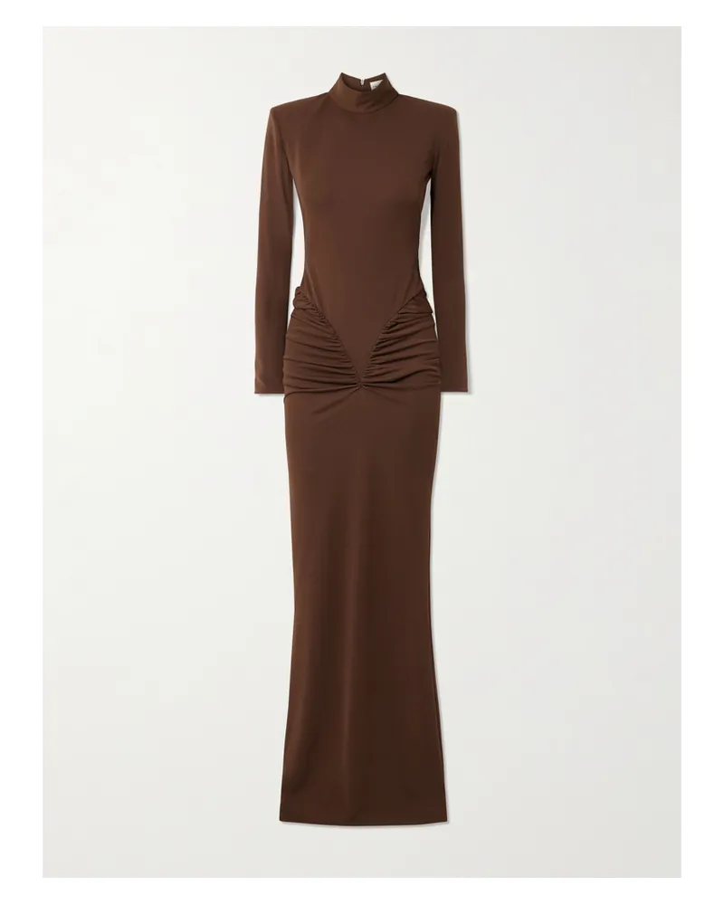The New Arrivals Ilkyaz Ozel Darja Robe Aus Stretch-jersey Mit Raffungen - Braun Braun