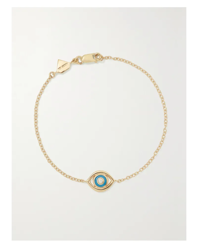 Alison Lou Evil Eye Armband Aus 14 Karat Gold Mit Emaille Und Diamant Gold