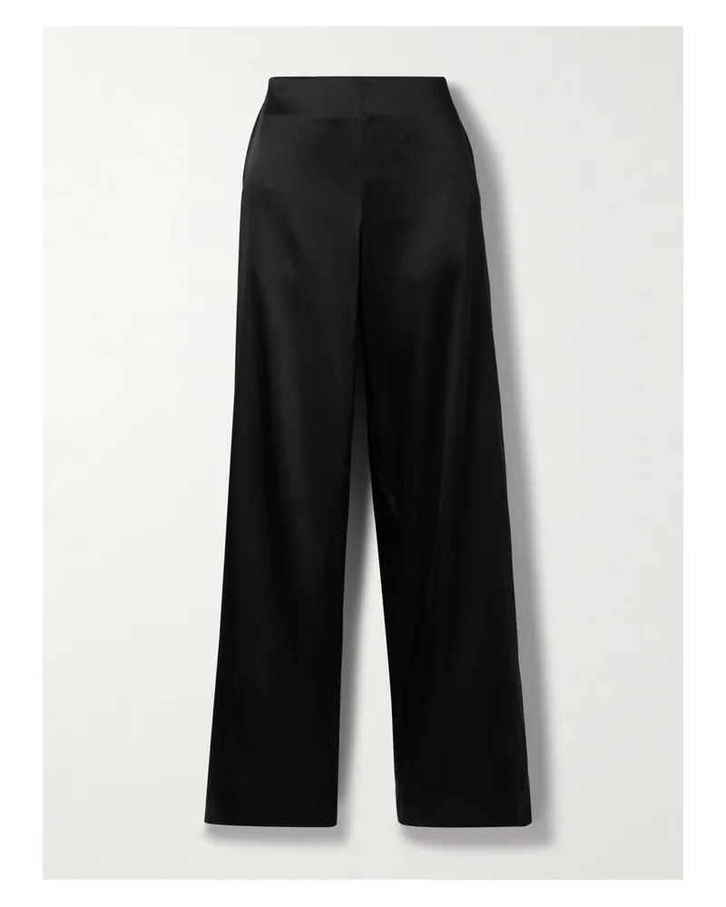 Balenciaga Satin Wide-leg Pants - Black Black