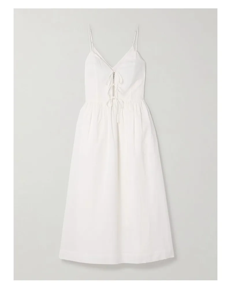 Sea Zora Midikleid Aus Einer Baumwollmischung Mit Falten - Weiß Weiß