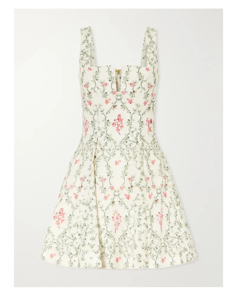 AGUA BENDITA Cauca Tiered Floral-print Cotton Mini Dress - Neutrals Neutrals