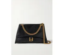 Hourglass Crinkled-leather Shoulder Bag - Black