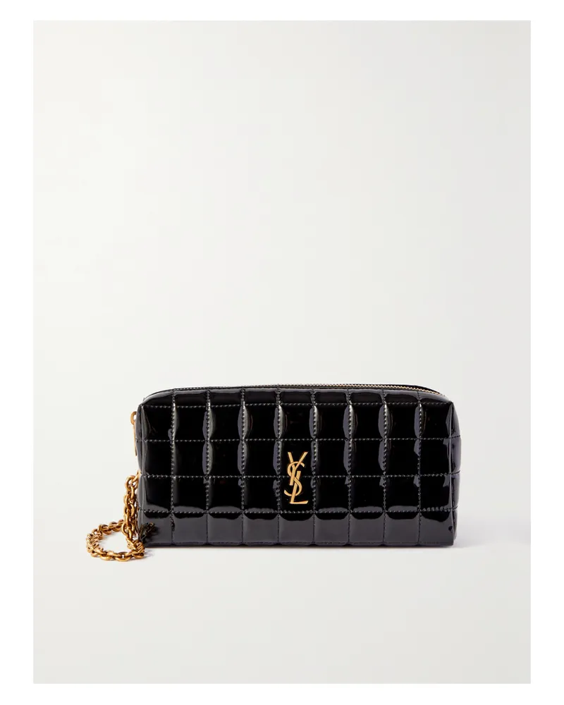 Saint Laurent Cassandre Carré Beutel Aus Matelassé Aus Lacklederimitat - Schwarz Schwarz