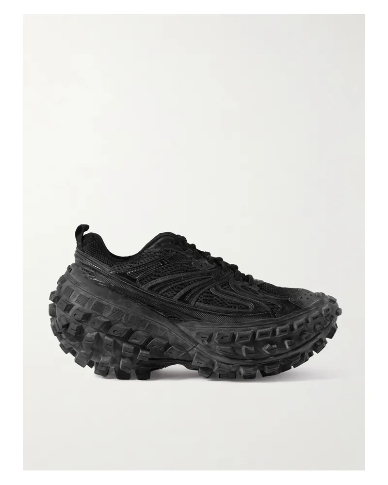 Balenciaga Bouncer Mesh And Rubber Platform Sneakers - Black Black