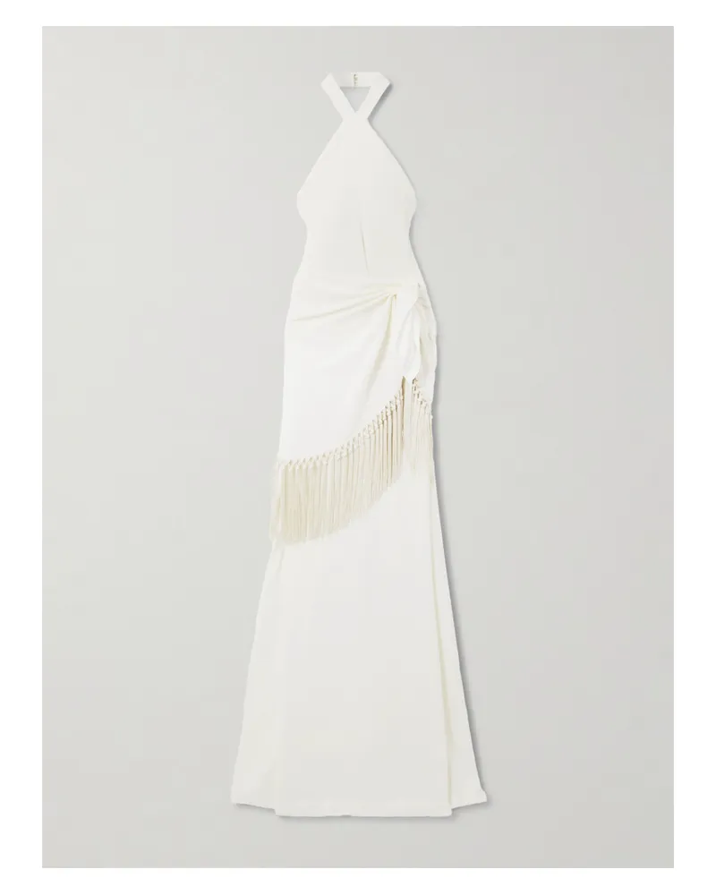 Taller Marmo Meteora Mehrlagige Neckholder-robe Aus Crêpe Mit Troddeln - Creme Creme