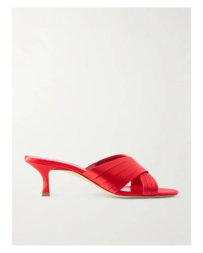 Manolo Blahnik Viera 50 Mules Aus Satin - Rot Rot