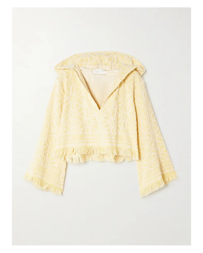 Zimmermann Coco Towelling Kapuzenoberteil Aus Gehäkelter Baumwolle - Creme Creme