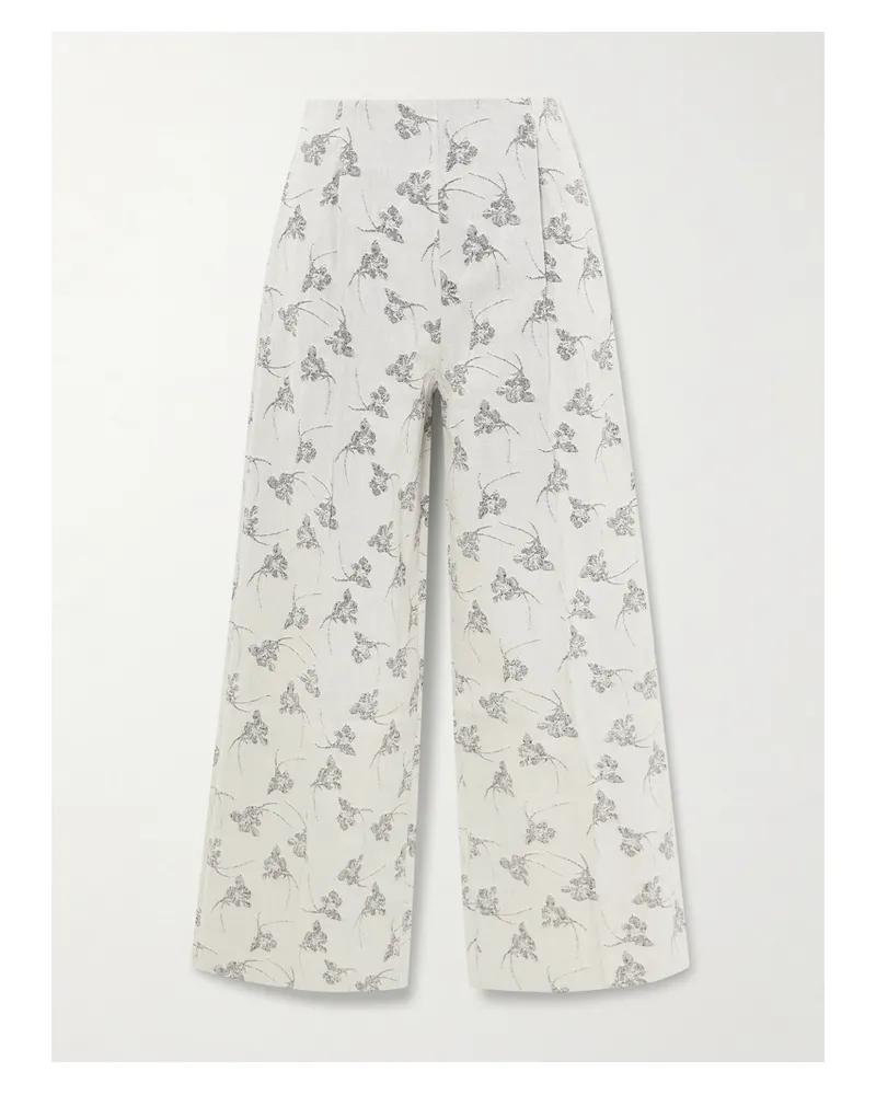 DESTREE Martha Floral Denim-jacquard Wide-leg Pants - Gray Gray