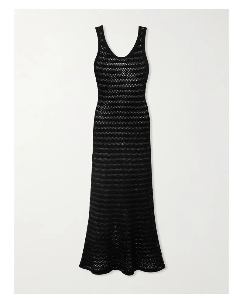 Alaïa Maxikleid Aus Lochstrick - Schwarz Schwarz