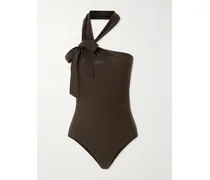 Awaken Bow-detailed Halterneck Swimsuit - Brown