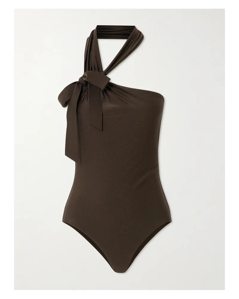 Zimmermann Awaken Bow-detailed Halterneck Swimsuit - Brown Brown