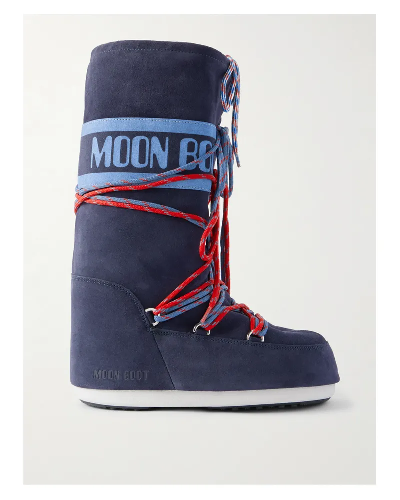 Moon Boot Icon Schneestiefel Aus Veloursleder - Blau Blau