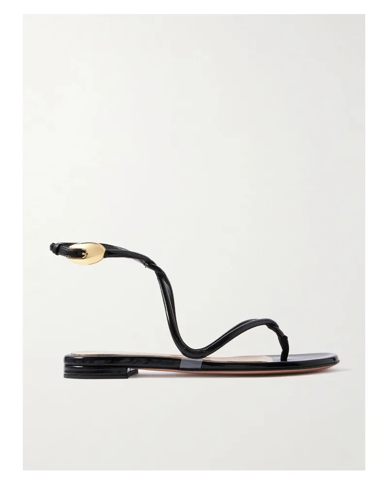Gianvito Rossi Black Mamba Sandalen Aus Lackleder - Schwarz Schwarz