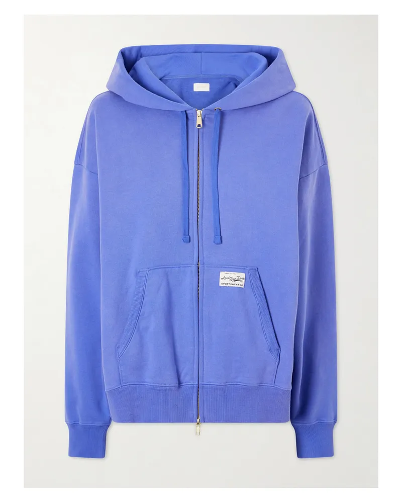 Aimé Leon Dore Appliquéd Cotton-jersey Hoodie - Blue Blue