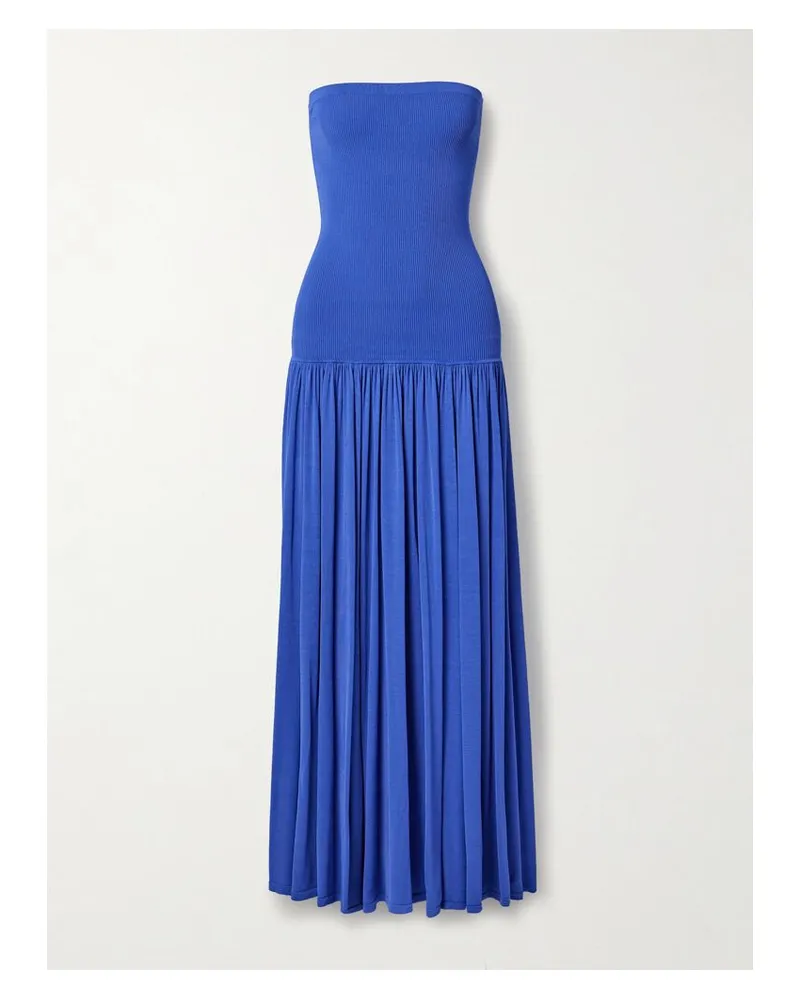 Zimmermann Maxine Trägerloses Maxikleid Aus Geripptem Stretch-strick Mit Raffungen - Blau Blau