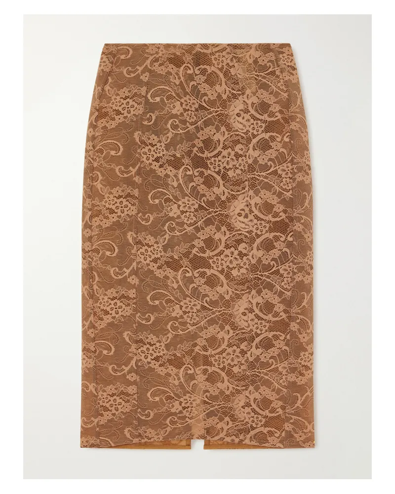 Acne Studios Lace Cotton-blend Midi Skirt - Brown Brown